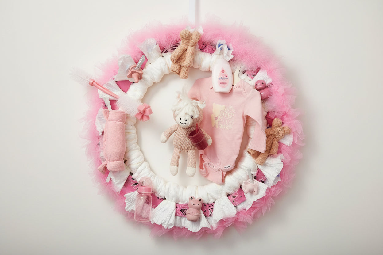 Pink Baby Shower Wreath