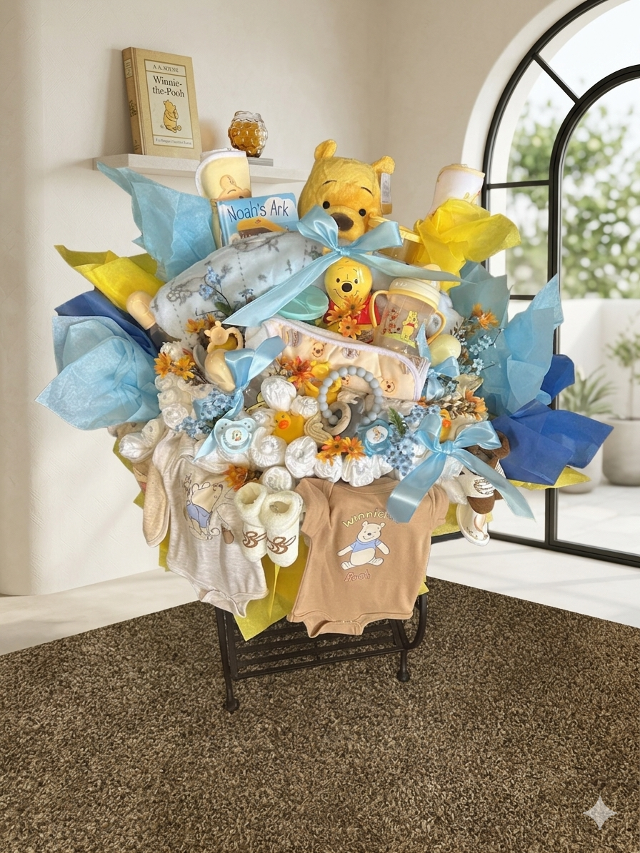 Winnie The Pooh Diaper Bouquet